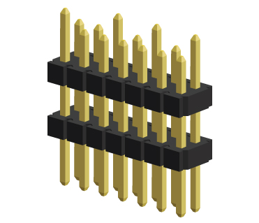 Headers with selectively longer pins