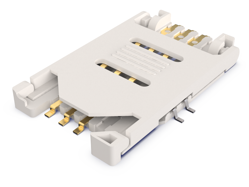 6 or 8 Contact, Mini 2FF, Hinged SIM Card Connector