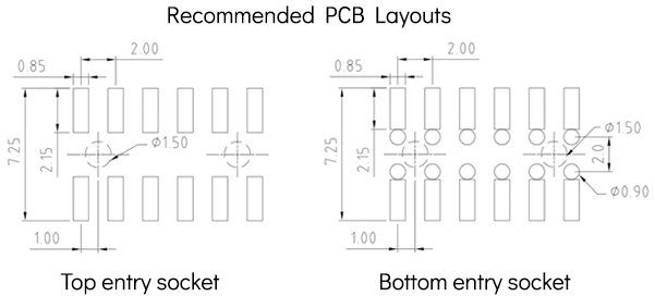 Bottom Entry Recommended PCB Layouts. Board to board connectors